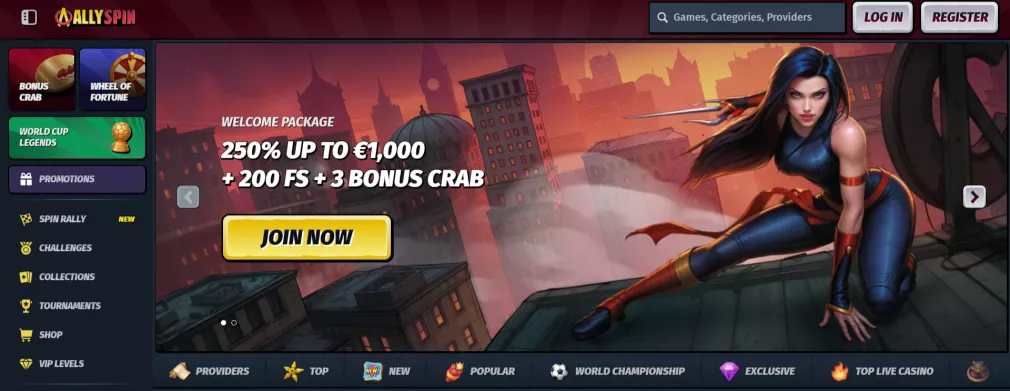 Allyspin kasyno online — bonus 250% do 4500 zł + 200 darmowych spinów i 3 Bonus Crab